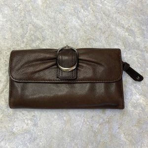 Vintage Genuine Leather Silver Buckle Folding Wallet Butter Soft